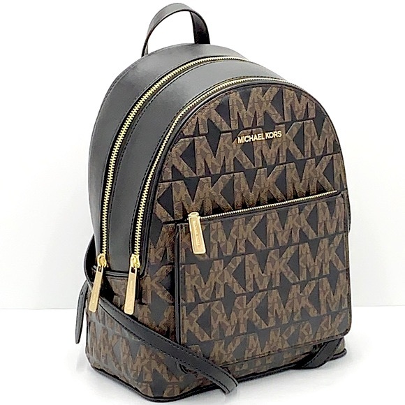 MICHAEL KORS ADINA MEDIUM BACKPACK BLACK /BROWN - Picture 1 of 16